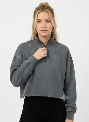 Cropped Quarter-Zip Pullover