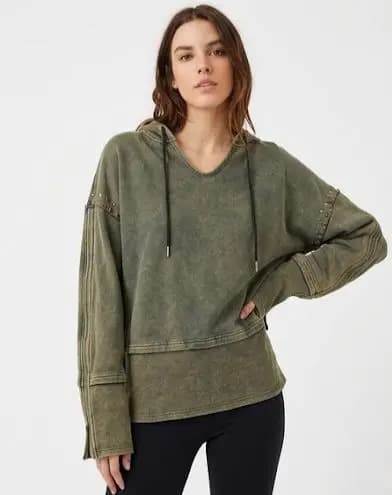 Embroidered Sleeve Pullover Hoodie